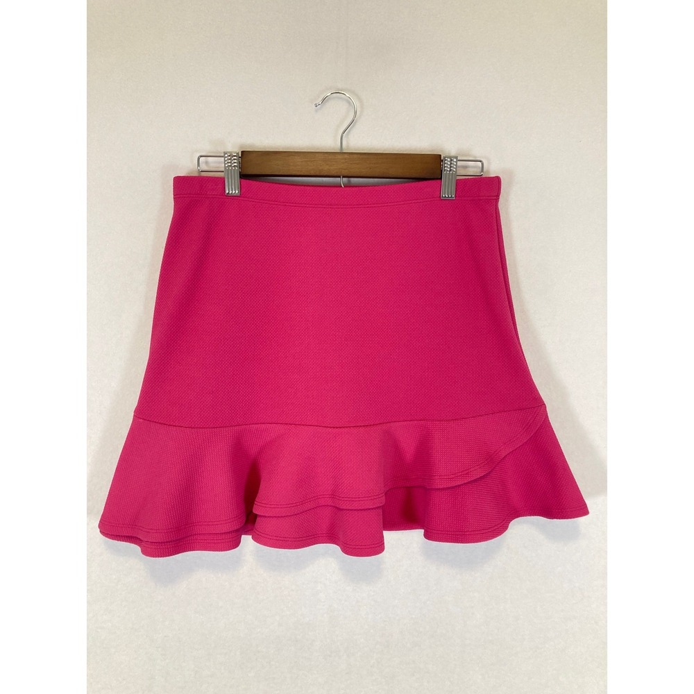 Barbiecore Lily White Women Large Pink Ruffle Hem‎ Textured Mini Skirt 5500
